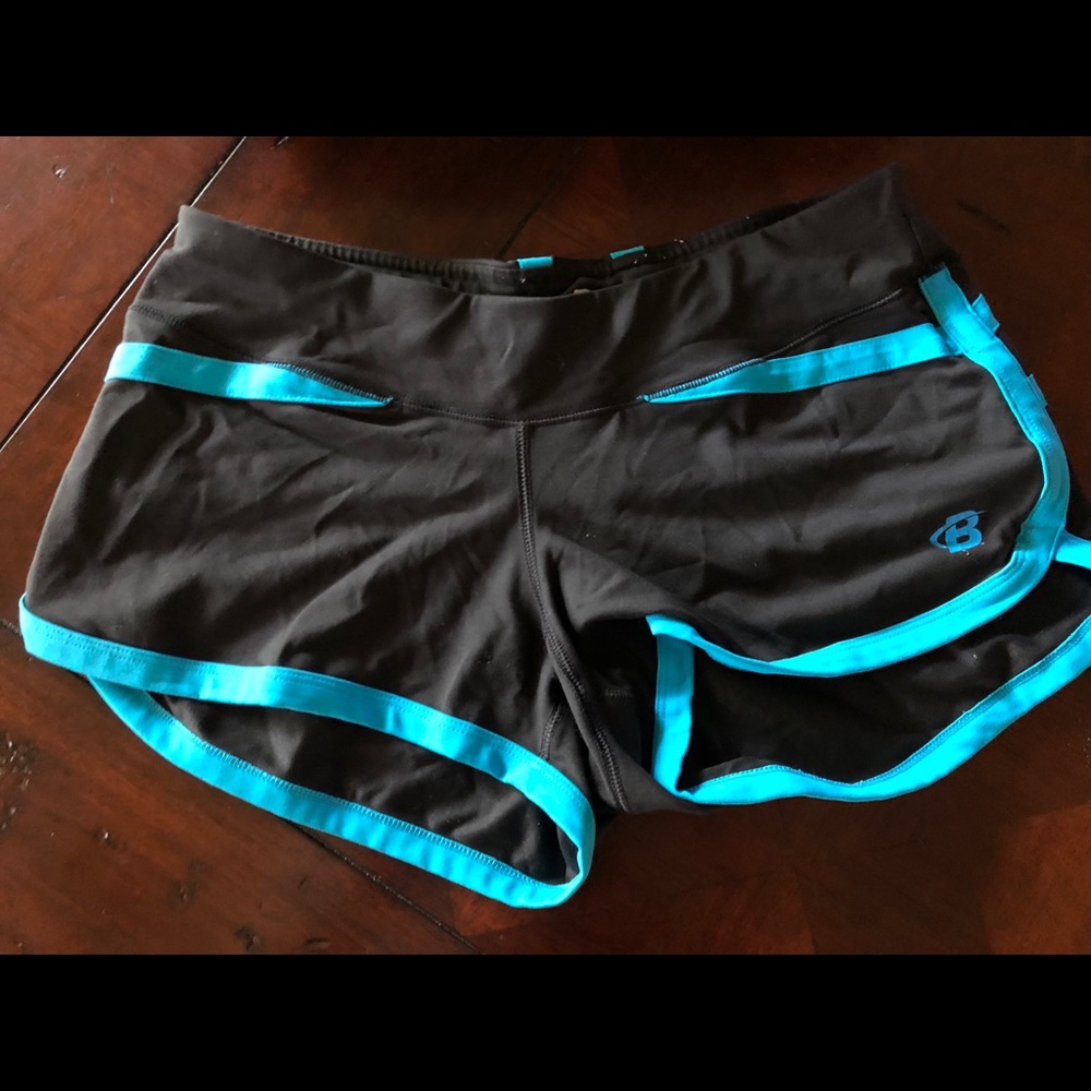 COPY - Bodybuilding.com black and turquoise shorts